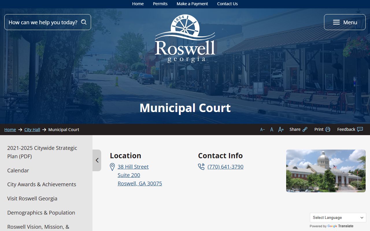 Roswell Georgia municipal court docket