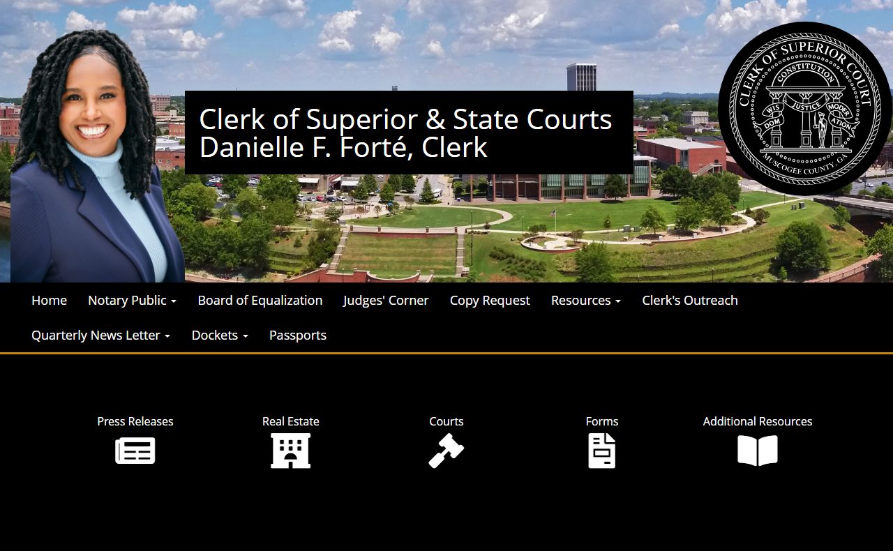 Muscogee County court docket portal resources page for case filings