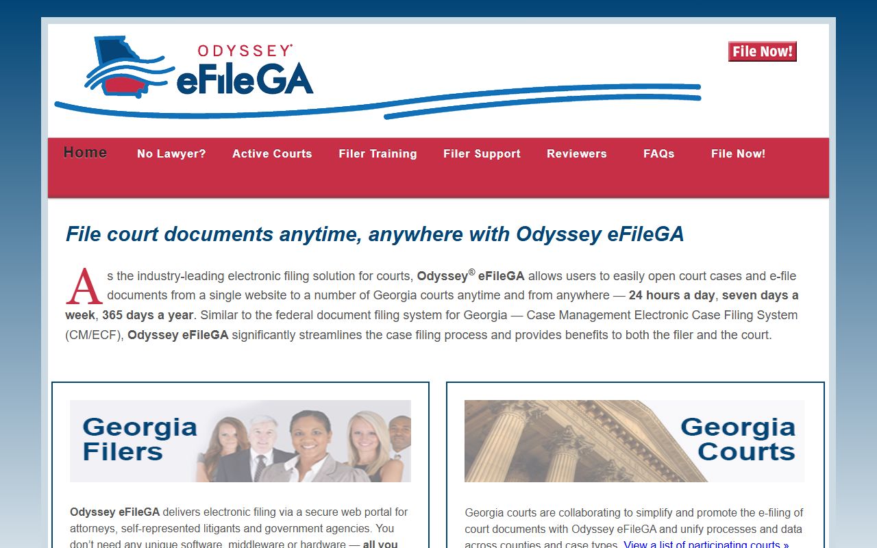 Odyssey eFileGA electronic filing portal for Georgia court cases