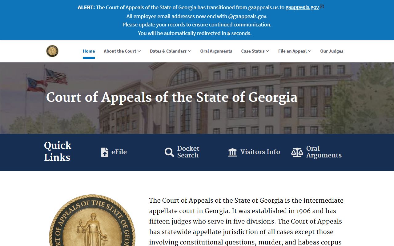 Georgia Court of Appeals docket search for tracking appeals court cases